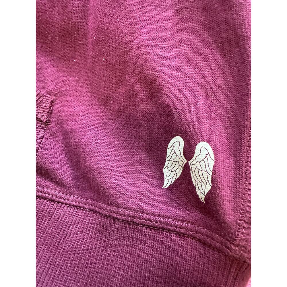 Victoria's Secret Angel Wing Sequin Hoodie Zip Up Sweatshirt Wine Size XL - Picture 10 of 10
